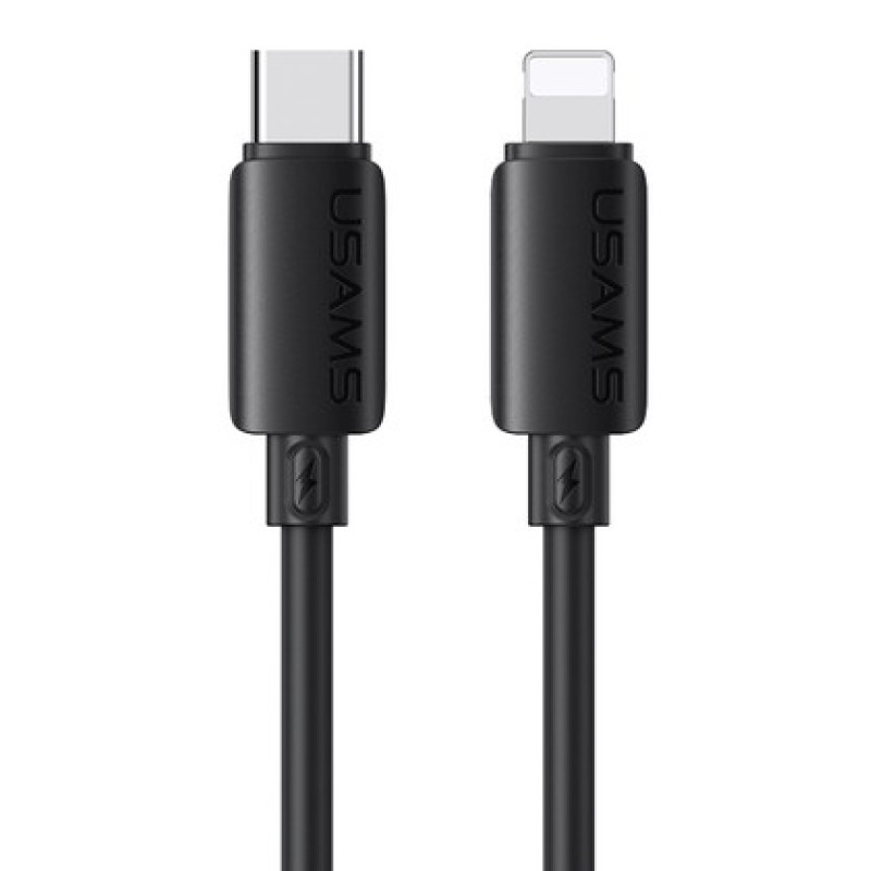 USAMS καλώδιο Lightning σε USB-C SJ788, σιλικόνης, 30W, 480Mbps, 1m, μαύρο