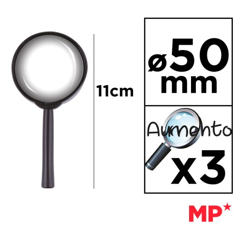 MP μεγεθυντικός φακός PA170, x3, 50mm, πλαστικός με γυάλινο φακό, μαύρος