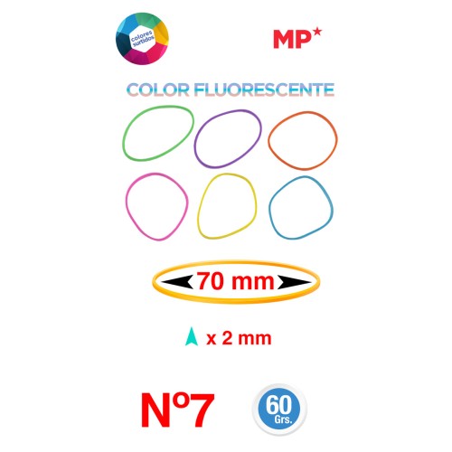 MP λαστιχάκια συσκευασίας PG018, No7, 2x70mm, 60g, χρωματιστά