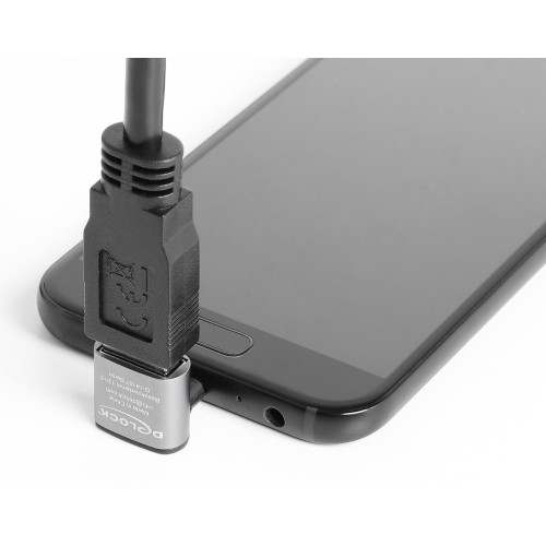 DELOCK αντάπτορας USB-C σε USB 67425, γωνιακός, 10Gbps, 60W, γκρι