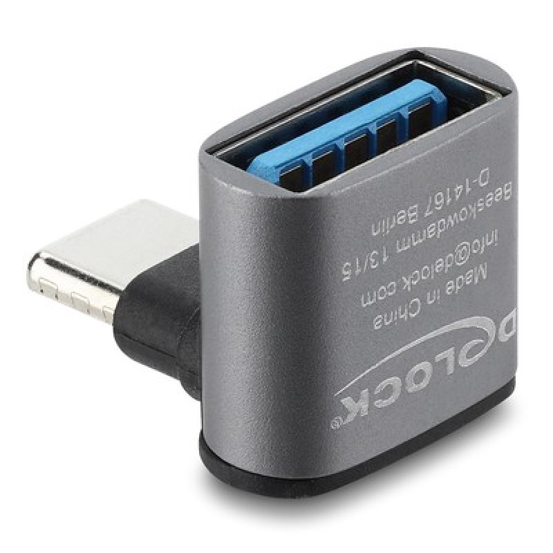 DELOCK αντάπτορας USB-C σε USB 67425, γωνιακός, 10Gbps, 60W, γκρι