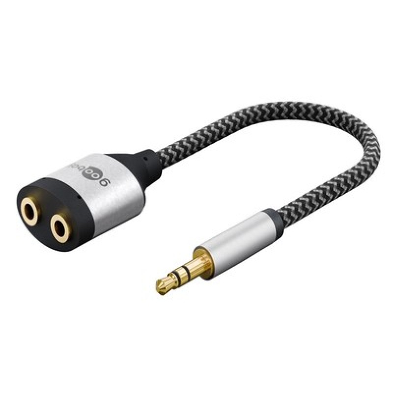 GOOBAY αντάπτορας ήχου 3.5mm σε 2x 3.5mm 80586, μαύρος/γκρι