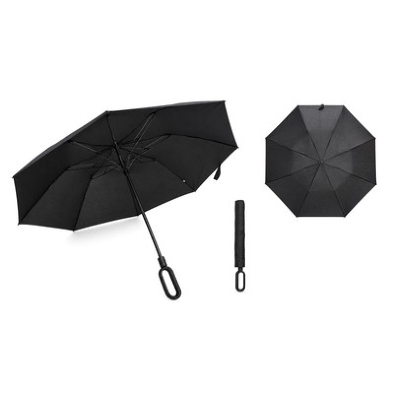 BRUNO ομπρέλα βροχής BRN-0325, σπαστή, αυτόματη, Φ104cm, αντιανεμική, με θήκη, μαύρη