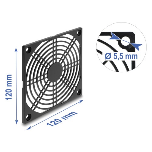 DELOCK σχάρα για 120mm ανεμιστήρα 67664, πλαστική, μαύρη