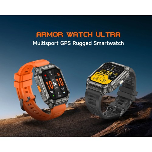 ULEFONE smartwatch Armor Watch Ultra, 2x λουράκια, heart rate, 1.93