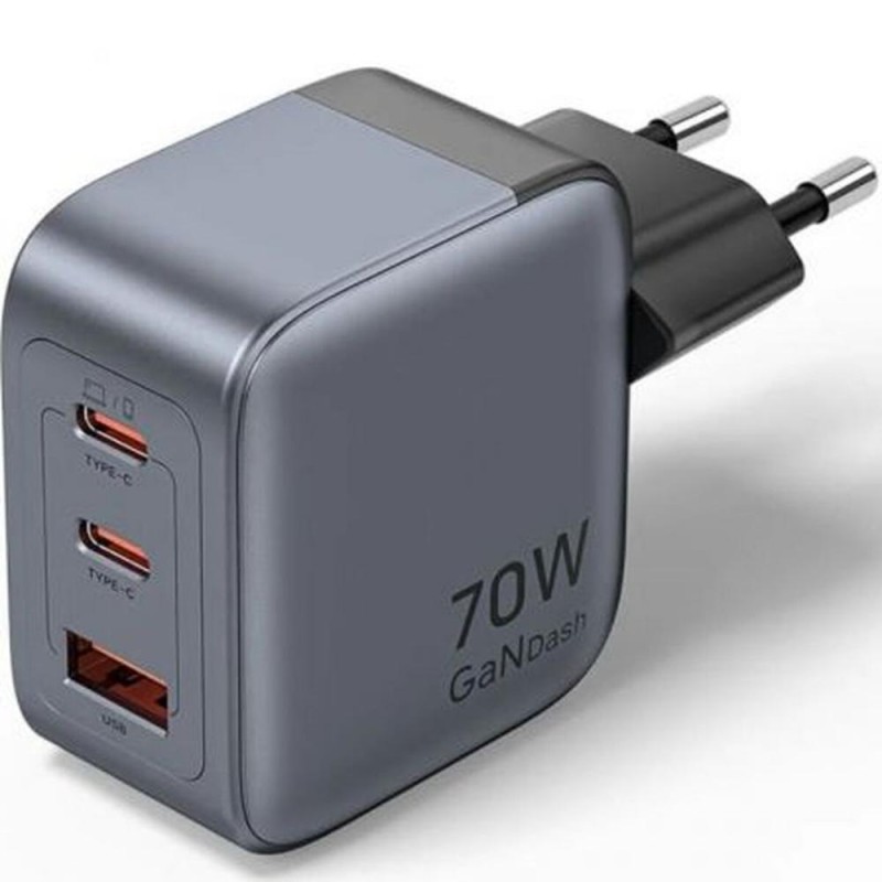 VENTION 3-Port USB (C+C+A) GaN Charger (70W/70W/22.5W) EU-Plug Gray (FEXH0-EU) (VENFEXH0-EU)