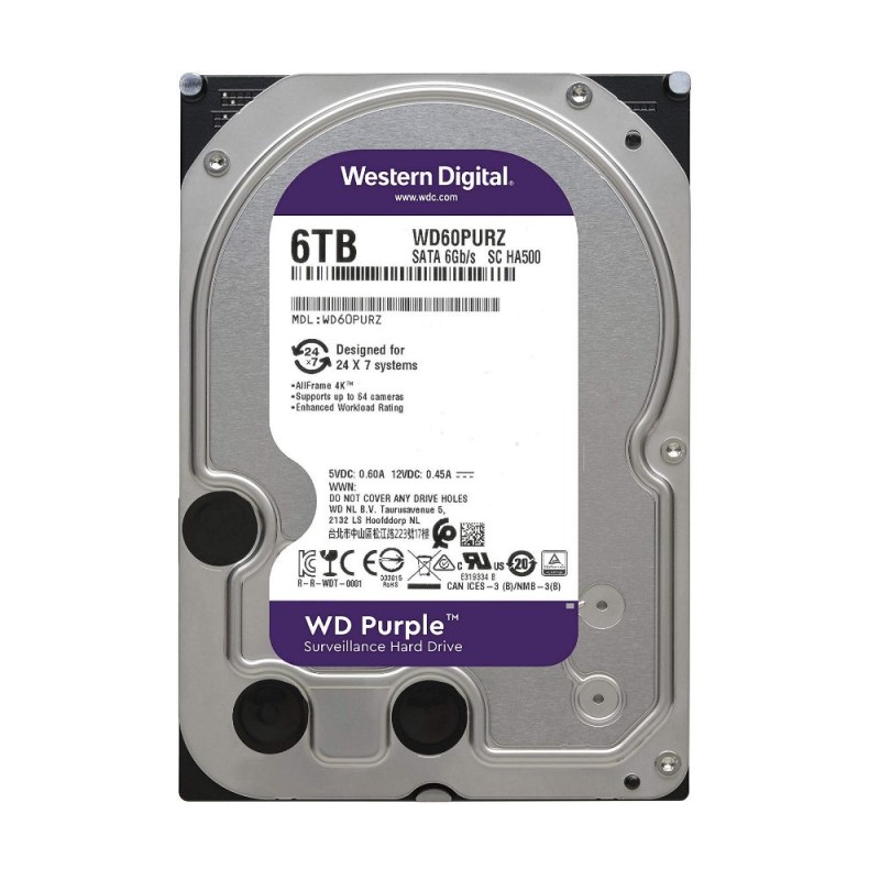 WD Purple, 3.5'', 6TB, SATA/600, 256MB cache (WD64PURZ) (WESWD64PURZ)