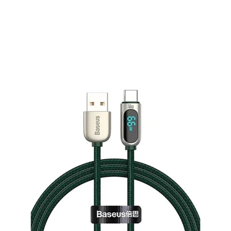Baseus Καλώδιο USB σε USB-C με Οθόνη, 66W, 1m Πράσινο (CASX020006) (BASCASX020006)